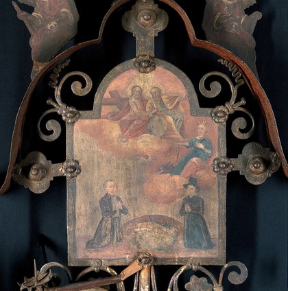 Marker for the grave of children. Oil painting on wrought iron.