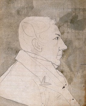 Edward Jenner (?), in profile. Pencil and wash, 1800/1820.