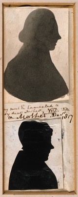 William Davies and his wife, in profile. Silhouettes, ca. 1800(?).