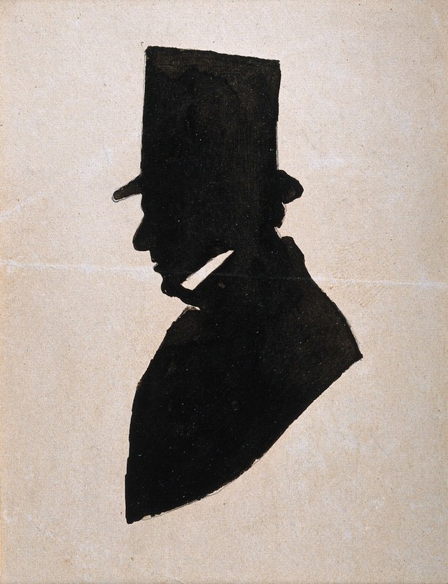 A man in profile wearing a top hat, possibly a member of the Jenner ...