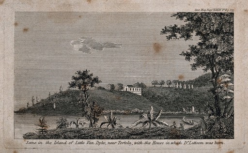 John Coakley Lettsom's birthplace in the Virgin Islands. Engraving, 1815.