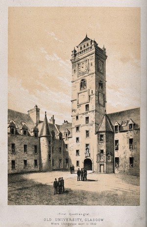view Anderson's University, Glasgow; where David Livingstone studied medicine and theology. Lithograph.