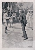 view The meeting of David Livingstone and Henry Morton Stanley, 28 October 1872, in central Africa. Lithograph after J. Durden.