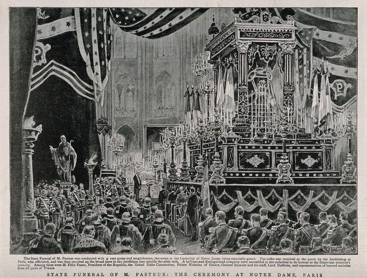 State funeral of Louis Pasteur at Notre Dame Cathedral in Paris. Process print by C. Hentschel, ca. 1895., [1895?], by Carl Hentschel