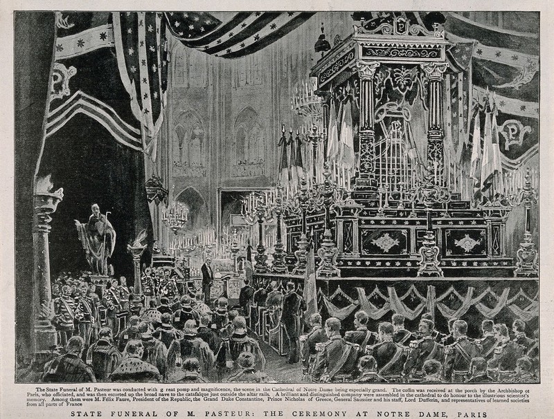 State funeral of Louis Pasteur at Notre Dame Cathedral in Paris. Process print by C. Hentschel, ca. 1895., [1895?], by Carl Hentschel