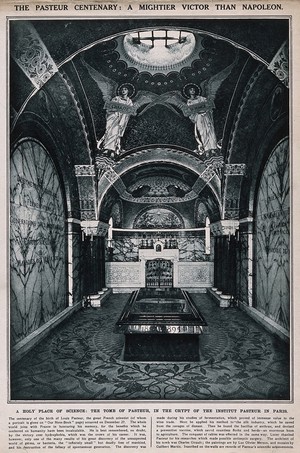 view The tomb of Louis Pasteur at the Institut Pasteur in Paris. Halftone, 1923.