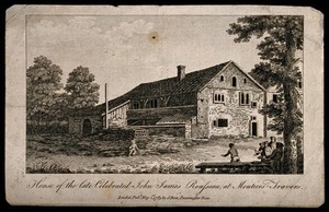 The house of Jean-Jacques Rousseau, in Môtiers, Val-de-Travers, Switzerland. Engraving, 1783. | Wellcome Collection