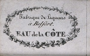 view An ornamental French liqueur label. Engraving, 18--.