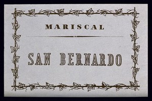 view An ornamental Italian label for "San Bernardo". Lithograph, 19th century.