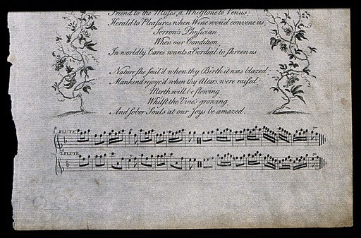 Drinking song set to music, 18th C, after Corelli