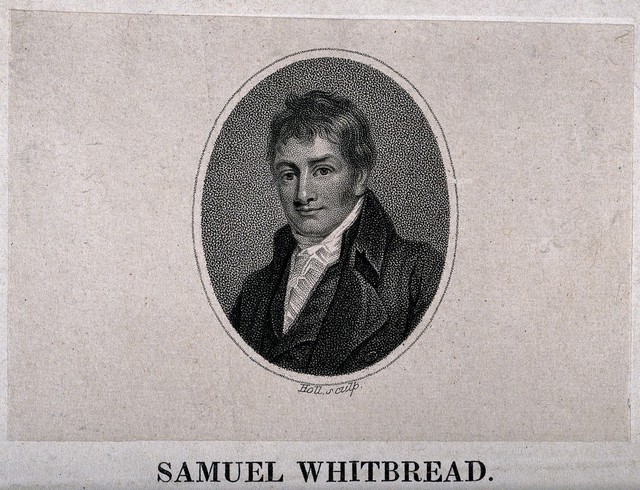 Samuel Whitbread. Stipple engraving by W. Holl, c. 1815, with letterpress.