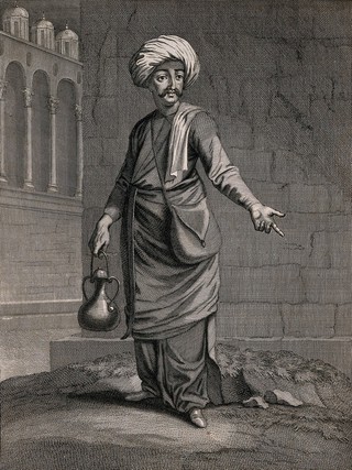 A travelling barber. Engraving by G. Scotin the elder, 1714, after J.B. Van Mour.