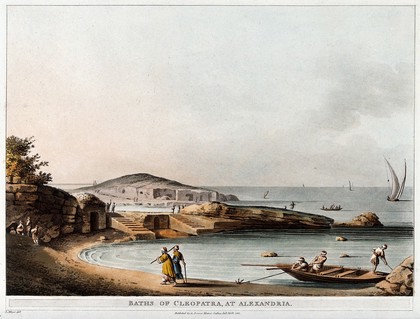 Baths of Cleopatra, at Alexandria. Coloured aquatint, 1802, after L. Mayer.