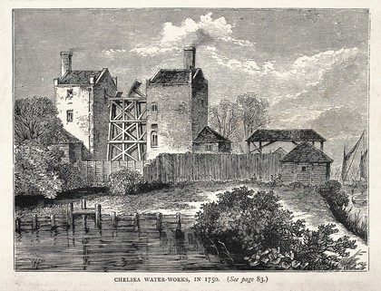 Chelsea water-works in 1750. Wood engraving by W.H Prior.