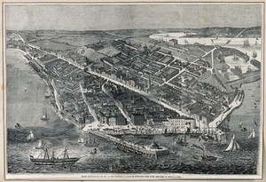 view Southampton, location of the Royal Agricultural Society's Annual Meeting in 1844. Wood engraving by Smyth, 1844.