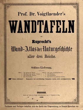 Titlepage to Voigtlaender's Wandtafeln. Letterpress, 1870.