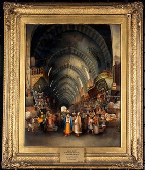 A bazaar (the Egyptian bazaar, Constantinople?). Oil painting.