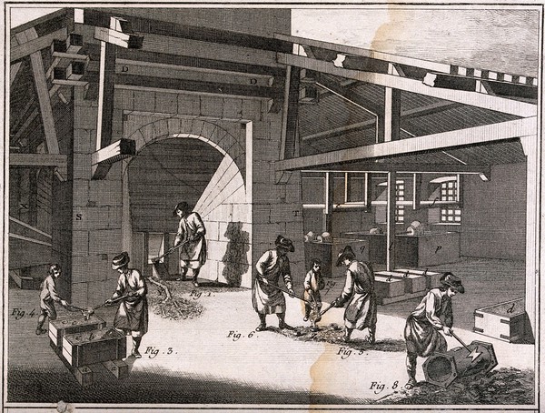 Processing of iron. Engraving.