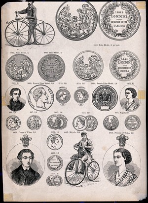 view A selection of French and British prize medals. Etching.