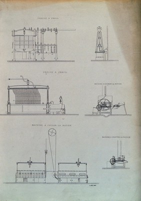 Machinery used in the making of candles. Engraving by F. Appel.