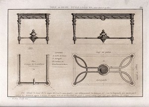 Cabinet Making Designs For A Table Etching By J Verchere After