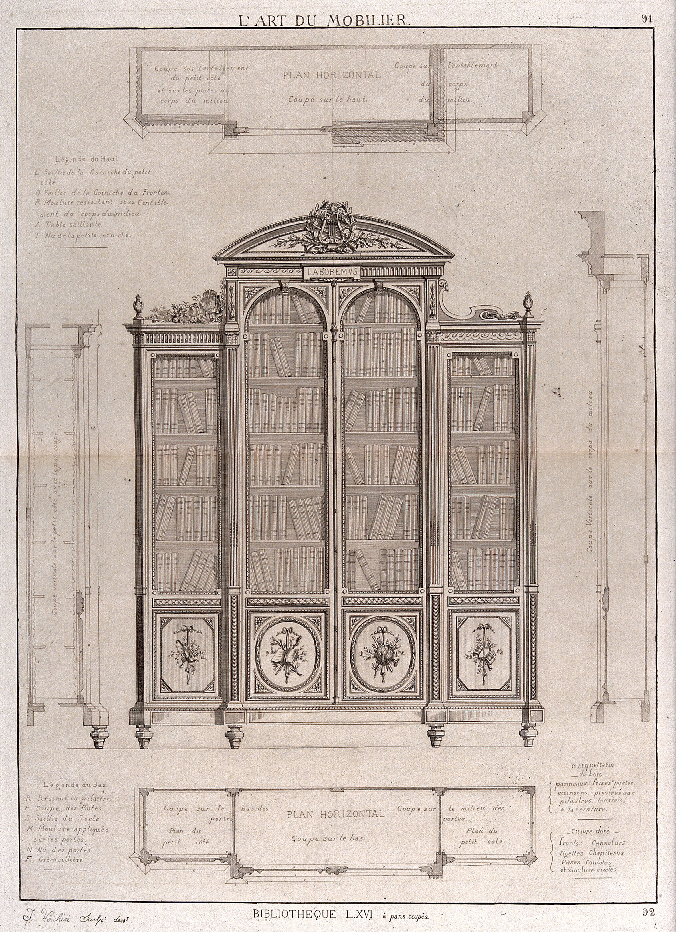 Cabinet Making Designs For A Bookcase Etching By J Verchere