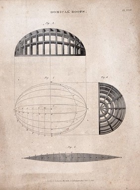 Architecture: domes. Engraving by E. Turrell, 1847, [after M. A. Nicholson?].