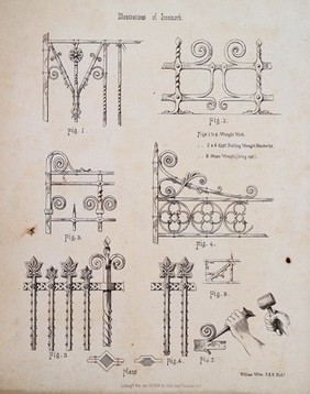 Architecture: decorative ironwork. Lithograph by Kell Bros., after W. White.