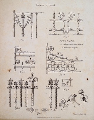 Architecture: decorative ironwork. Lithograph by Kell Bros., after W. White.