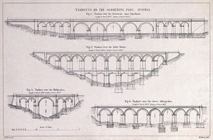 view Civil engineering: viaducts in Austria. Lithograph by W. West after F. H. Horne.