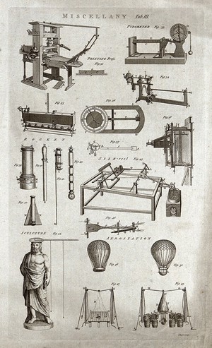 view Engineering: an assortment of inventions. Engraving by W. Lowry.