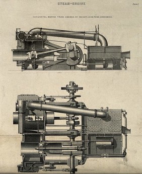 Engineering: a steam engine. Engraving c.1861.