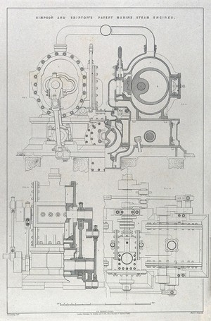 view Simpson and Shipton's patent marine steam engines / W. J. Lindsey del. ; G.D. Dempsey direx. ; Martin & Hood lith.