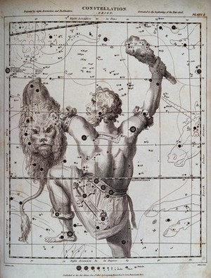 view Astronomy: a chart of the constellation Orion. Engraving.