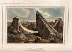 view Astronomy: the open air observatory at Delhi. Coloured aquatint by Thomas Daniell, 1815.