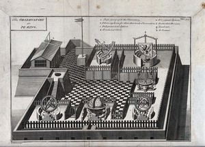 view Astronomy: the open air observatory at Peking. Engraving.