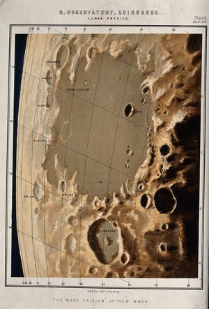 view Astronomy: the surface of the moon. Lithograph.