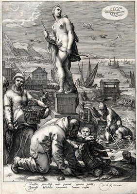 The reign of Diana (Artemis). Engraving by J. Saenredam, 1596, after H. Goltzius.