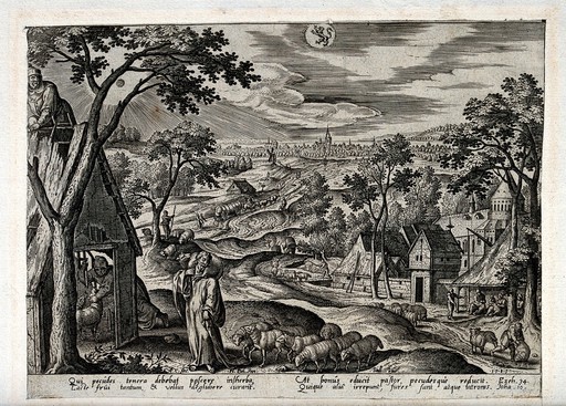 Meteorology: the seasons. Engraving by A. Collaert after H. Bol, 1585.