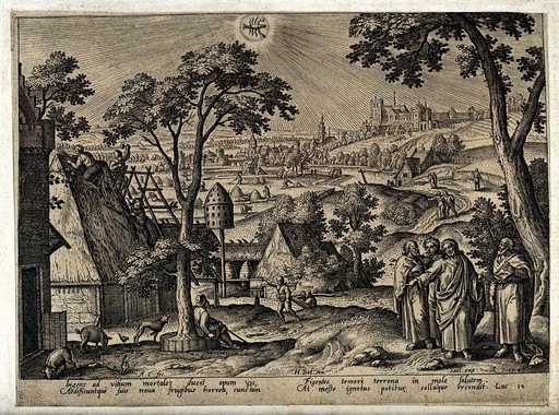 Meteorology: the seasons. Engraving by A. Collaert after H. Bol, 1585.