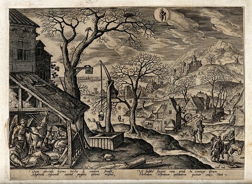 Meteorology: the seasons. Engraving by A. Collaert after H. Bol, 1585.