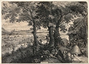 view Months of the year: July. Engraving after P. Stevens.