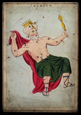 Astrology: signs of the zodiac. Coloured engraving.