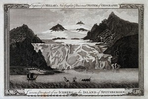 view Geology: an iceberg on the coast of Spitsbergen. Engraving by Page, ca. 1782.