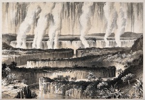 view Geography: Victoria Falls, seen from a distance. Lithograph.