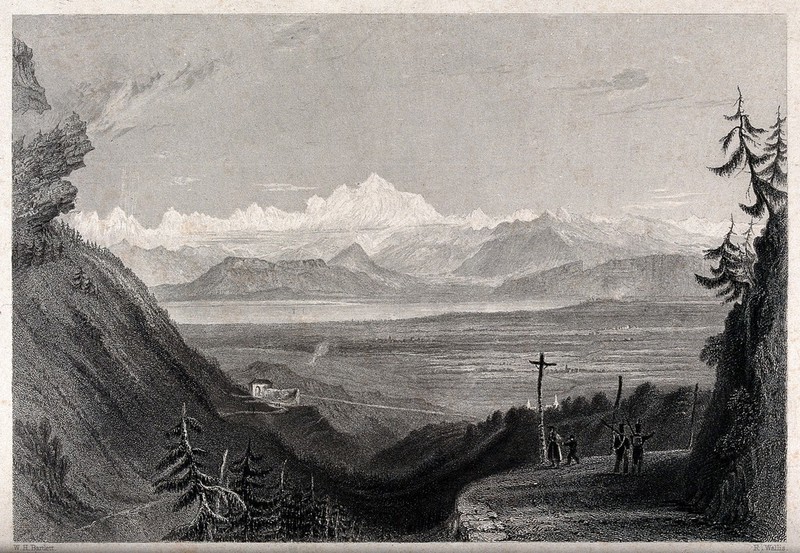 Mont Blanc. Engraving by R. Wallis after W.H. Bartlett., [1835?], by William Henry Bartlett