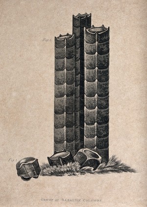 view Three columns of basalt, with fragments. Aquatint, 1816.