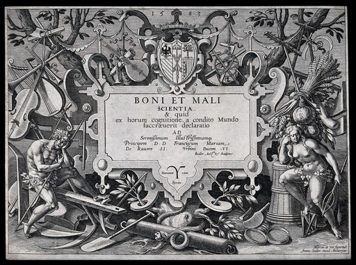The engraved titlepage to Boni et mali scientia, 1583.
