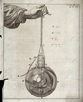 An experiment to measure the calorific changes in a germinating seed [?]. Engraving.