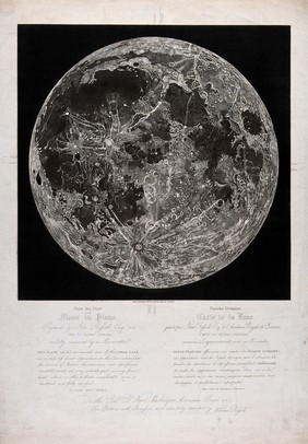 The moon, viewed in full sunlight. Stipple engraving by J. Russell, 1805.
